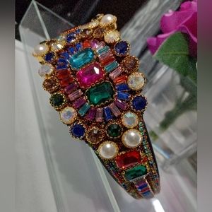 Colorful Fashion Diamonds Jeweled Headband Pearls Diamonds